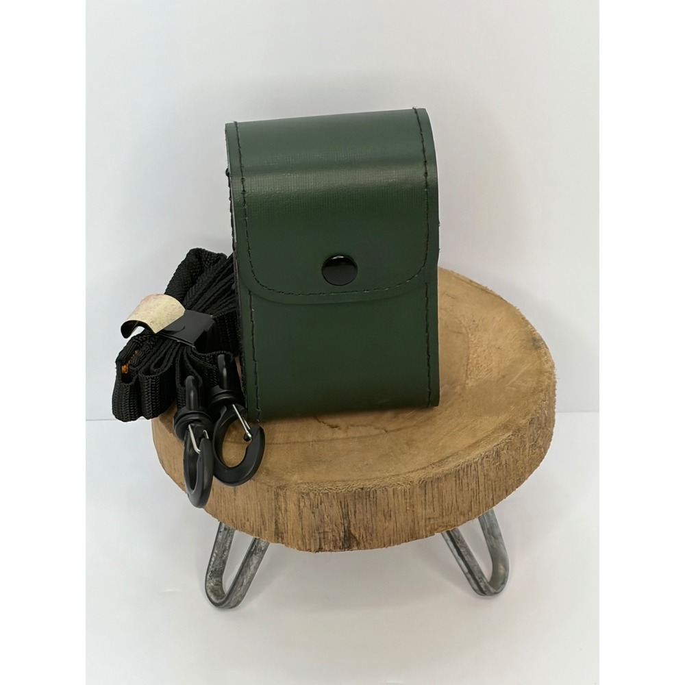 Vintage Forest Green Hard Shell Camera Case Red Felt Lining Japan Belt Loop
